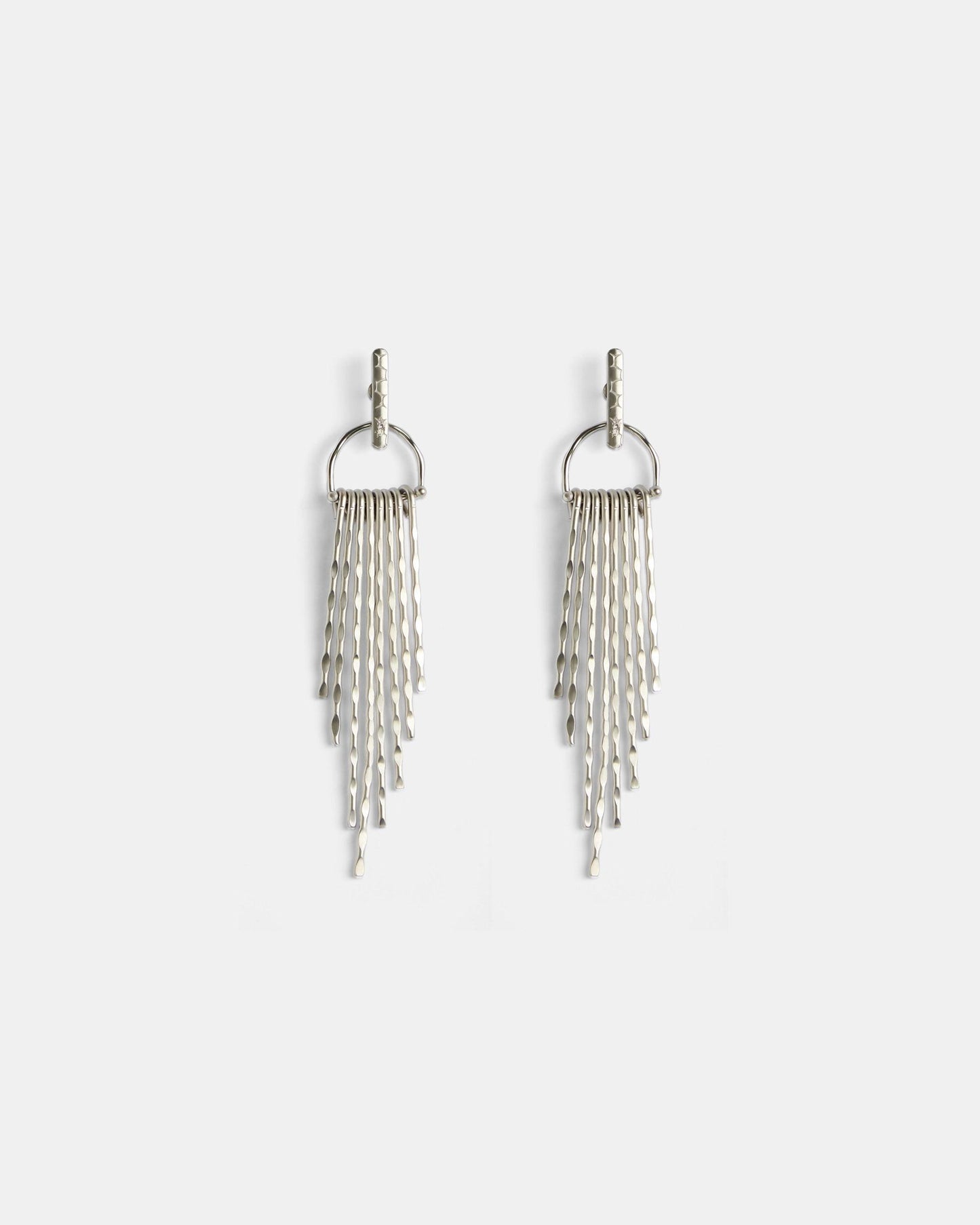 Long Silver Strap Earrings