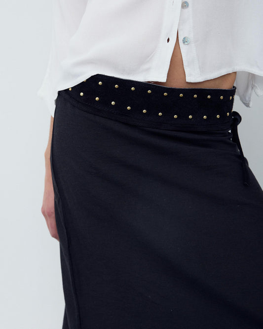 Cinturón Piel Tipo Fajin Tachuelas Negro