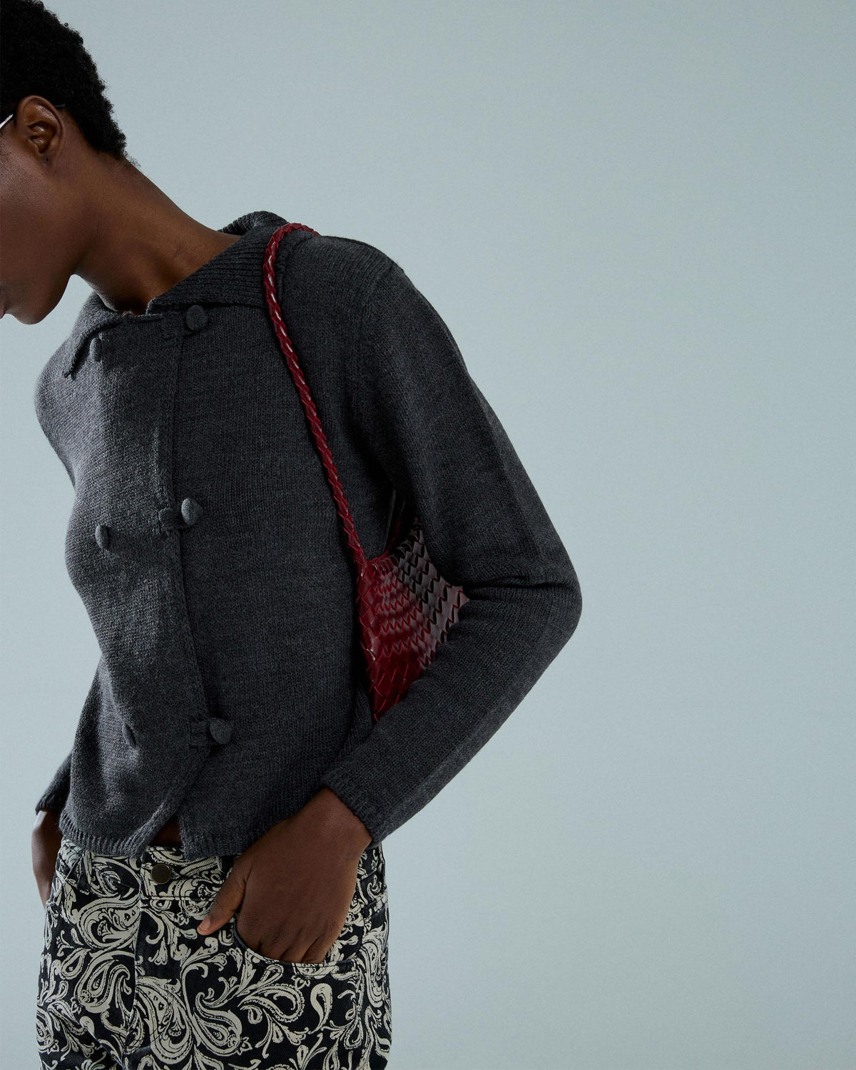 Chaqueta Botones Forrados Antracita