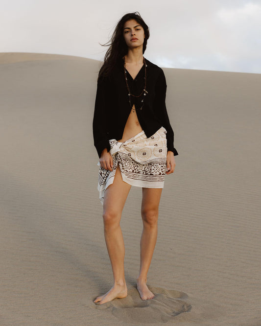 Pareo Estampado Africano Cenefa Beige