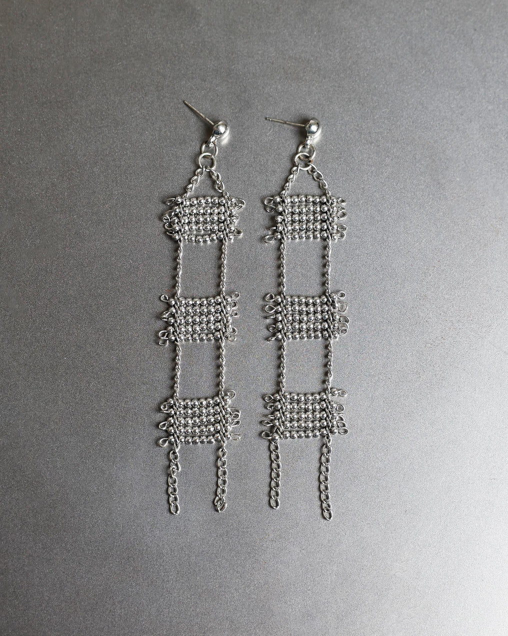 Silver Rectangular Earrings