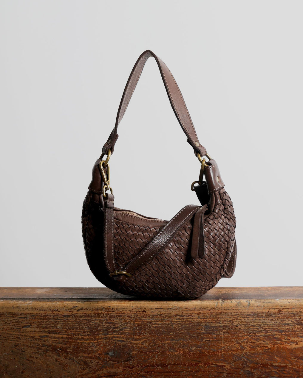 Bolso Piel Trenzada Hombro Marrón