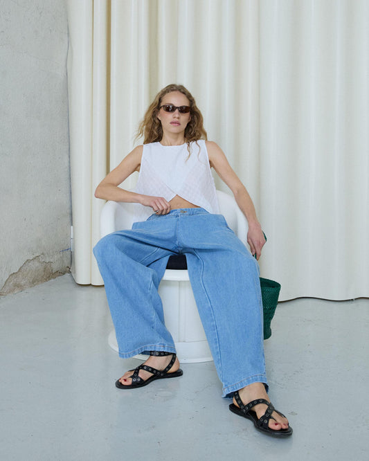 Top Plumeti Cruzado Blanco