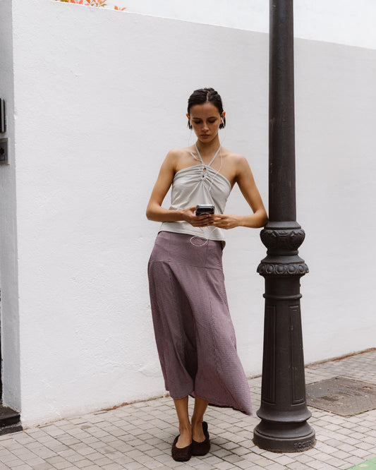 Garnet Gingham Yoke Skirt