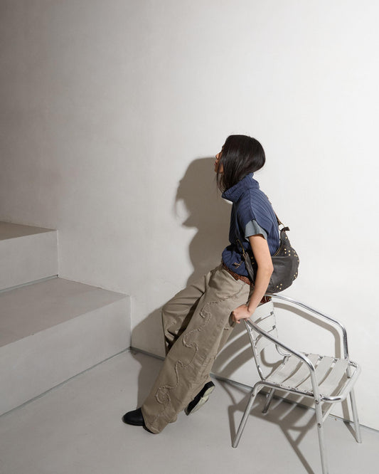 Khaki Side Frayed Jeans