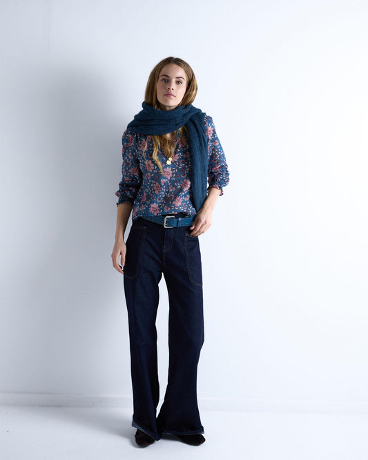 Blusa Estampado Floral Azul