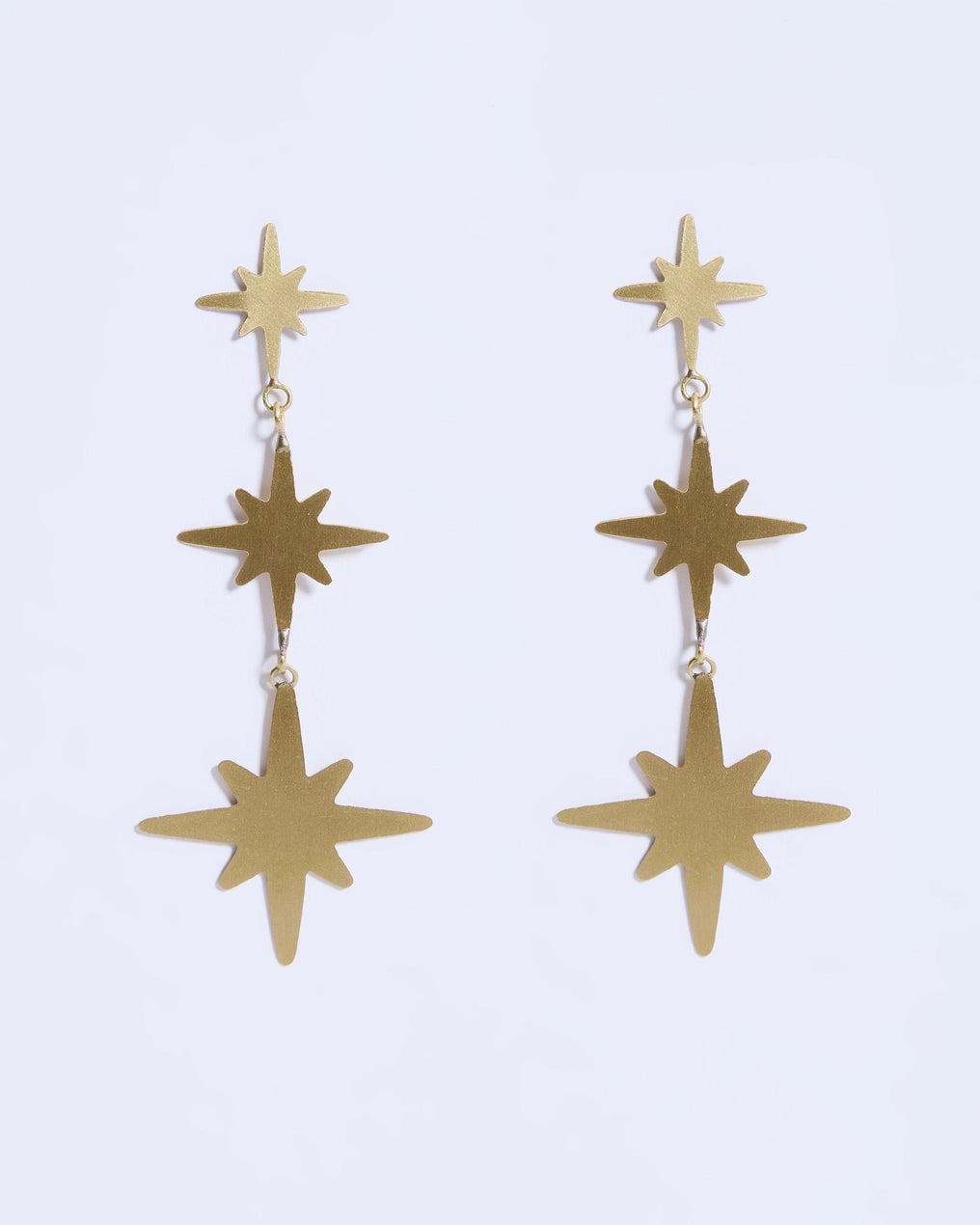 Triple Star Gold Earrings