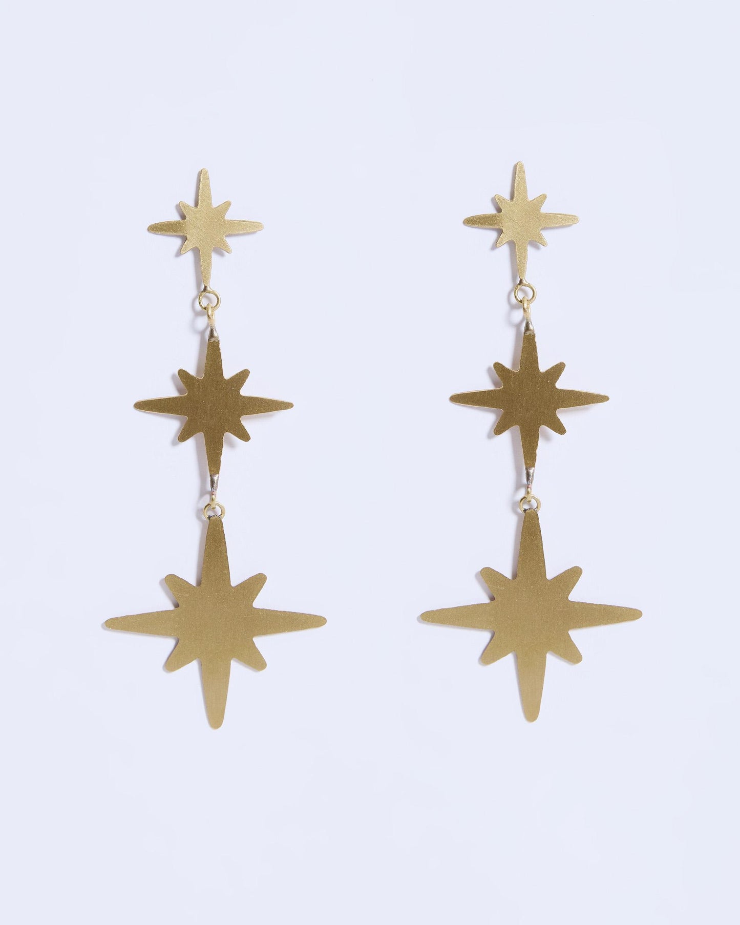 Triple Star Gold Earrings