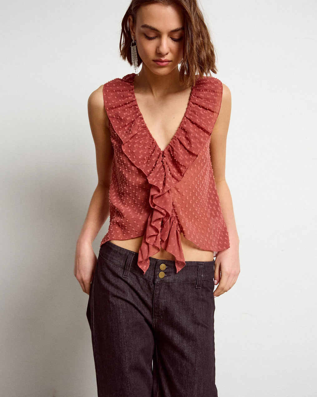 Top Plumeti Volantes Rosa