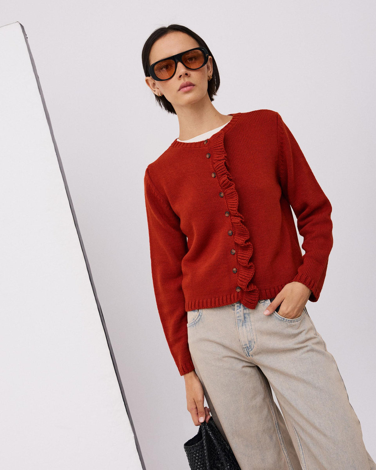 Cardigan Terracotta à Volant