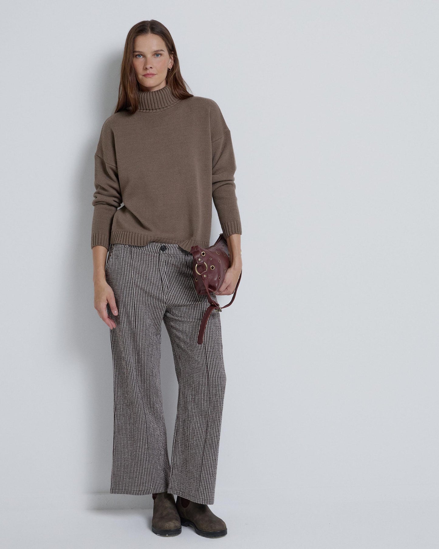 Brown Fine Striped Trousers