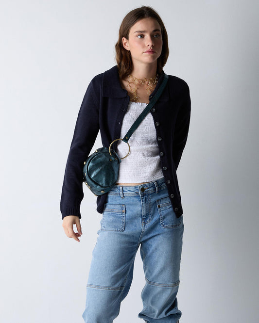 Blusa Nido De Abeja Escote Espalda Blanca