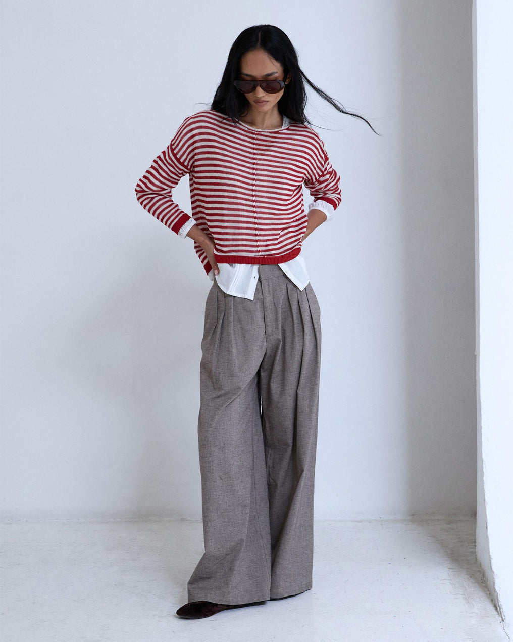 Pantalón Triple Pinza Espiga Taupe