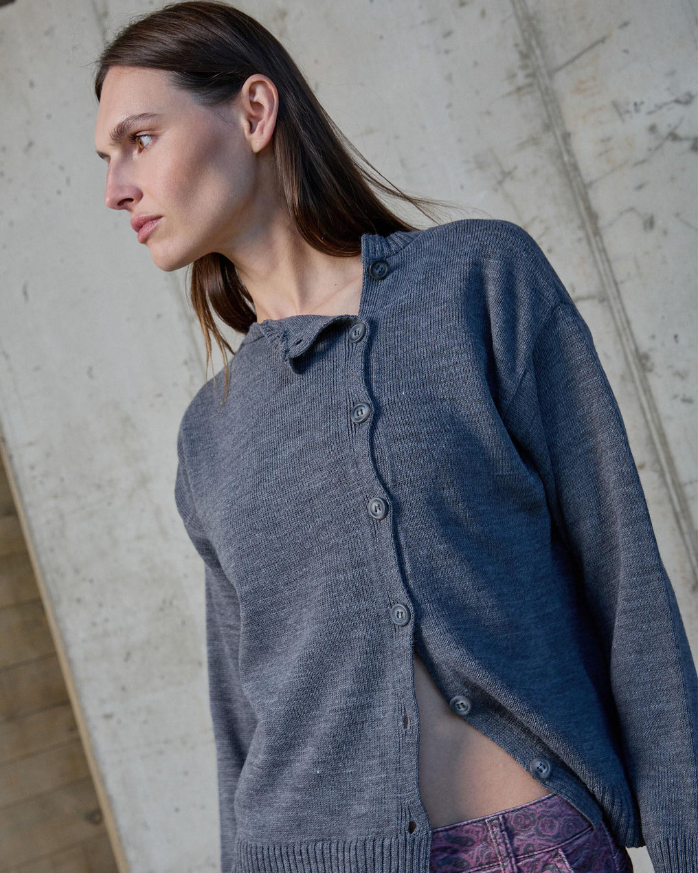 Gray Side Button Jacket