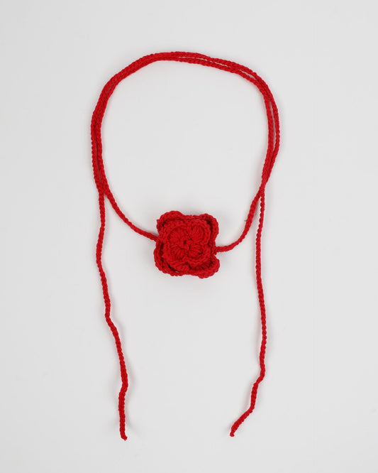 Red Flower Crochet Necklace