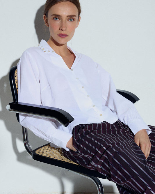 Camisa Botones Nacar Blanca