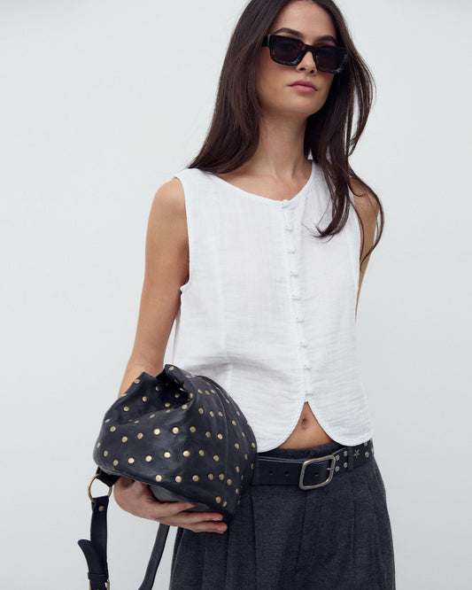 Top Botones Forrados Blanco