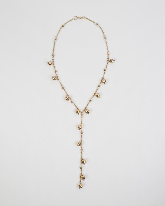 Gold Ball Tie Necklace