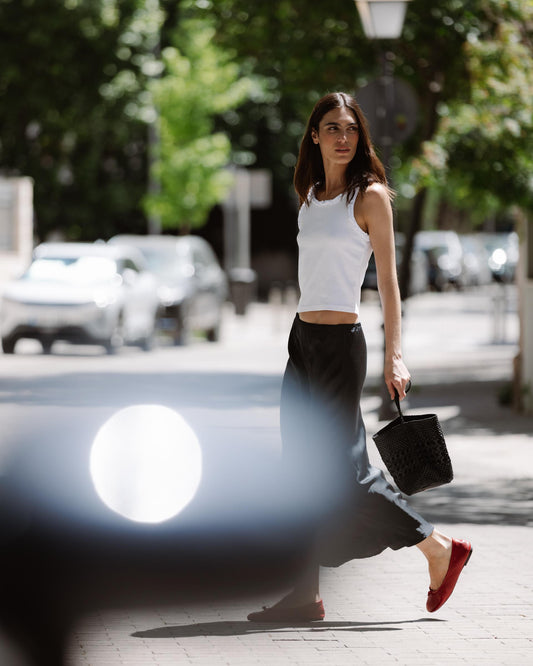 Anthracite Satin Evase Skirt