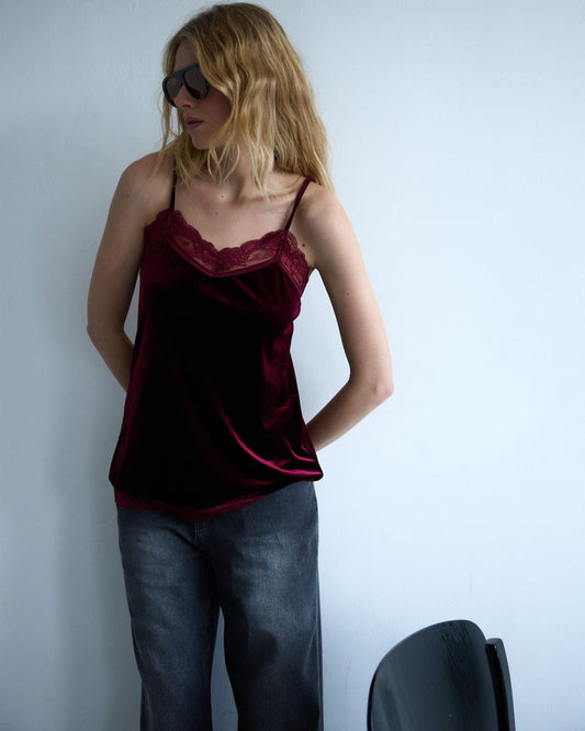 Top Lencero Terciopelo Granate