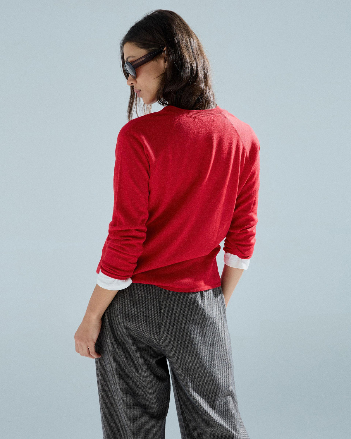 Jersey Básico Escote Pico Rojo