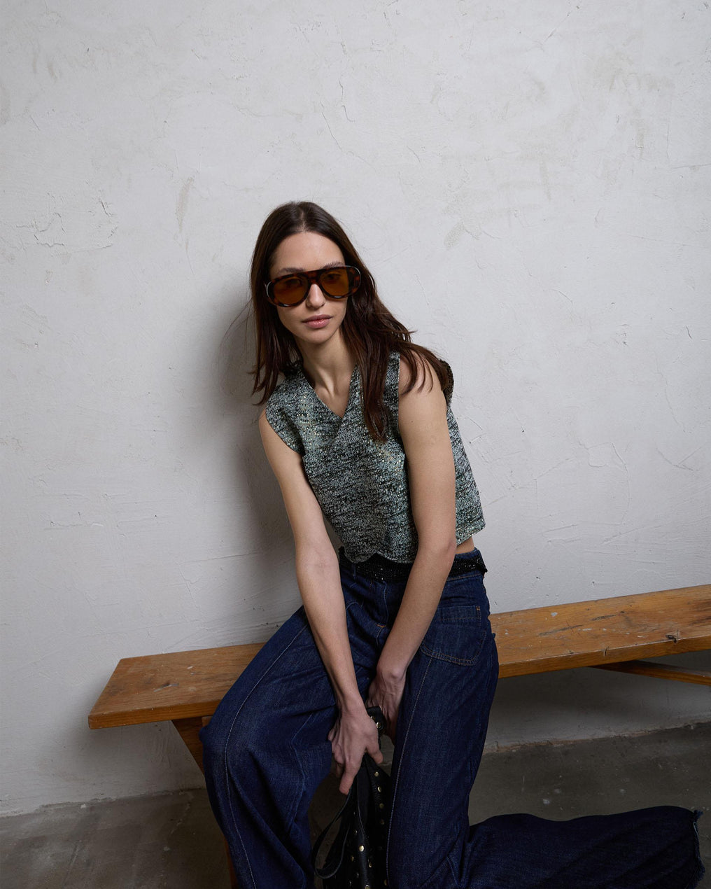 Top Cruzado Jacquard Verde Agua