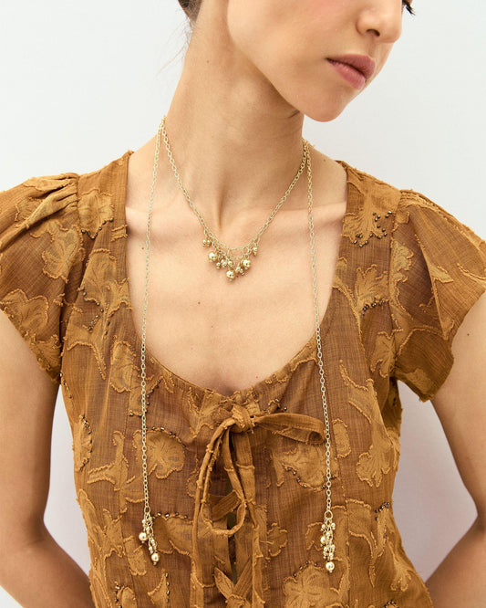 Beaded Scarf Necklace Gold