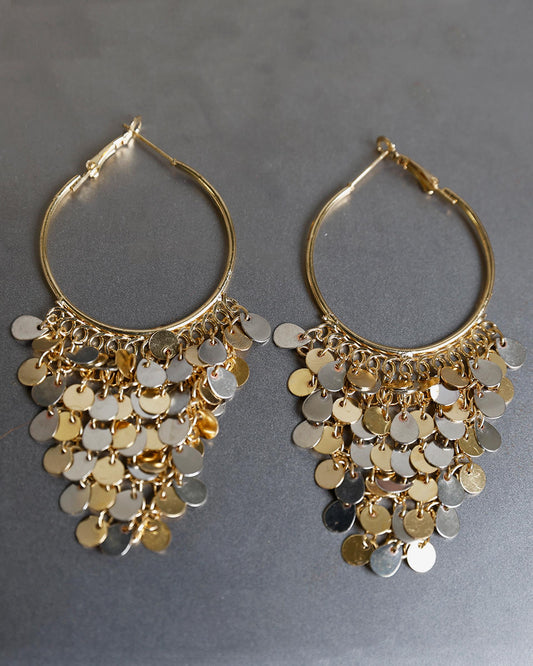 Pendientes Aros Lentejuelas Oro