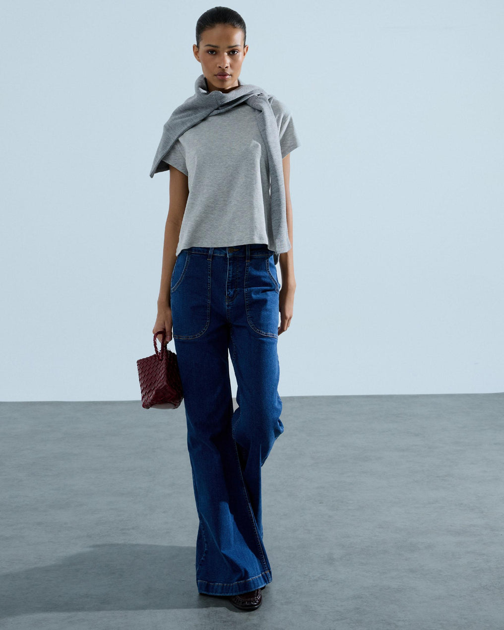 Jeans Botones Campana Azul Jeans
