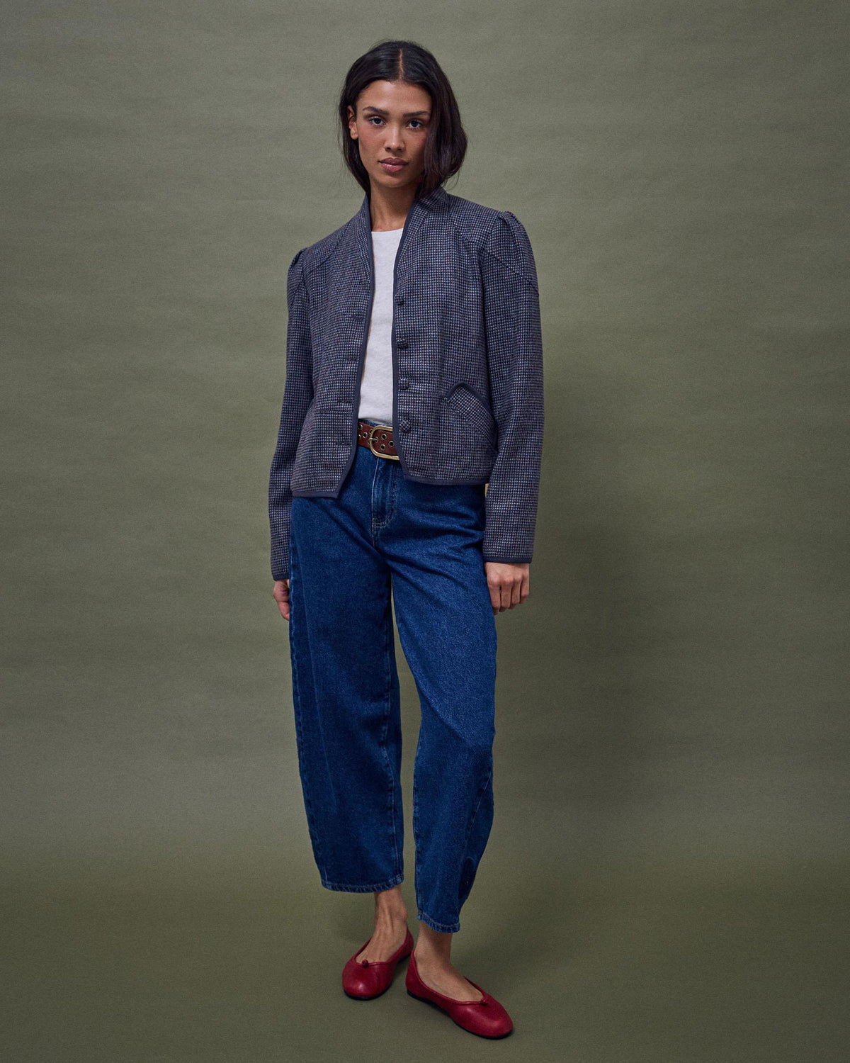 Jaqueta Ribet Contrast Barreja Llana Blau