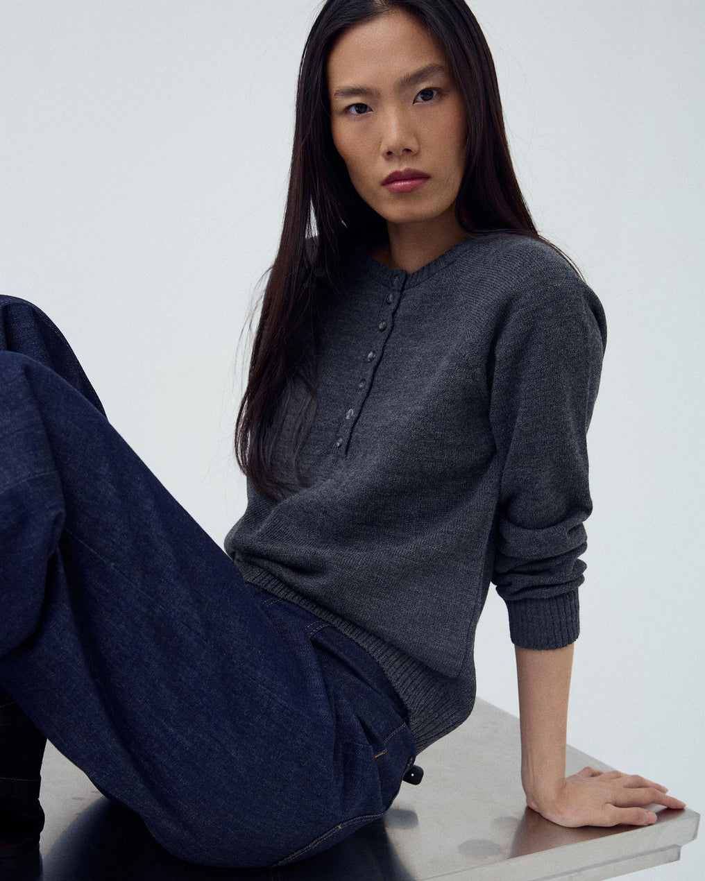 Sweater Botões Frontais Antracite