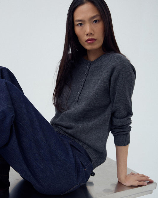 Sweater Botões Frontais Antracite