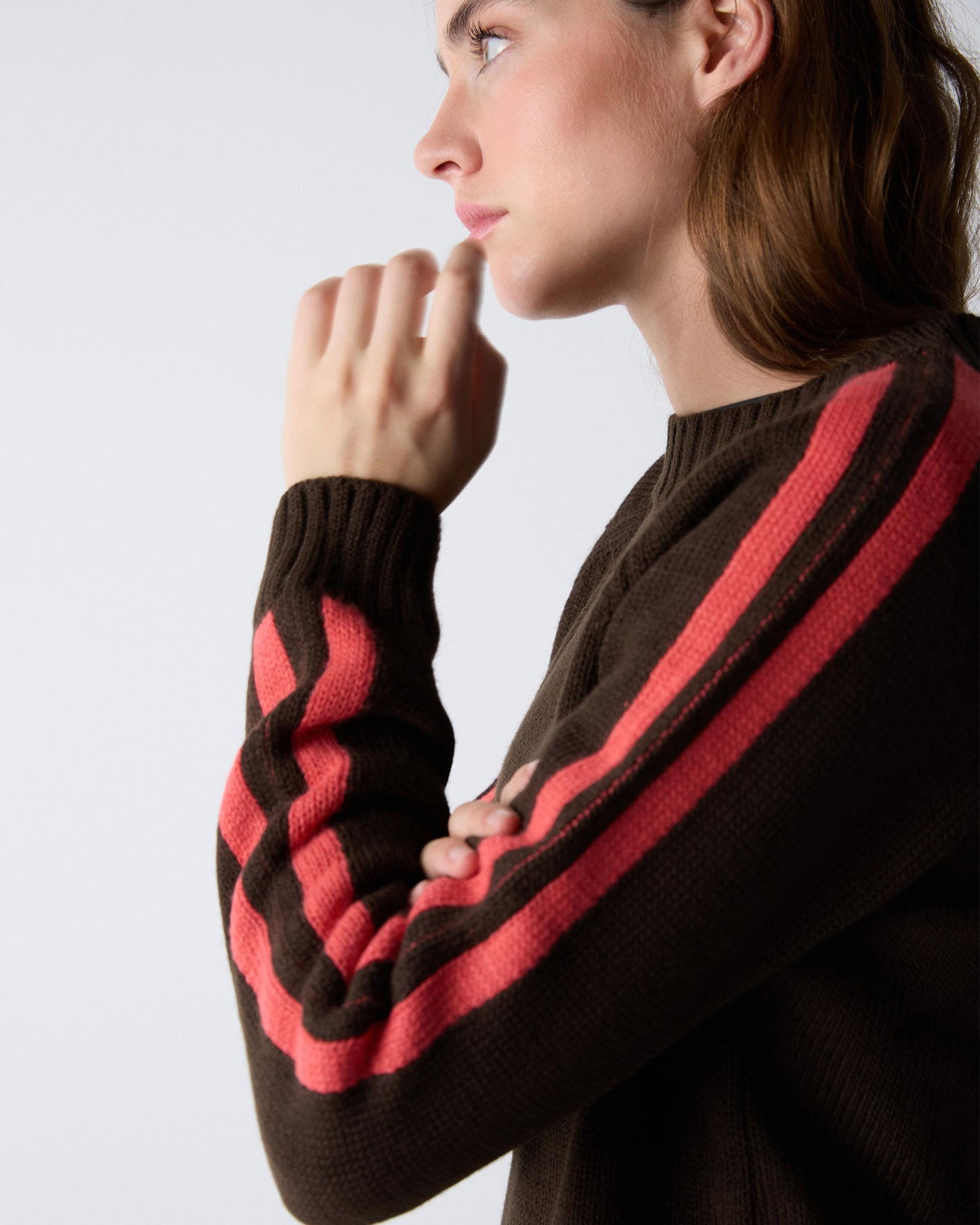 Jersey Rayas Mangas Marrón