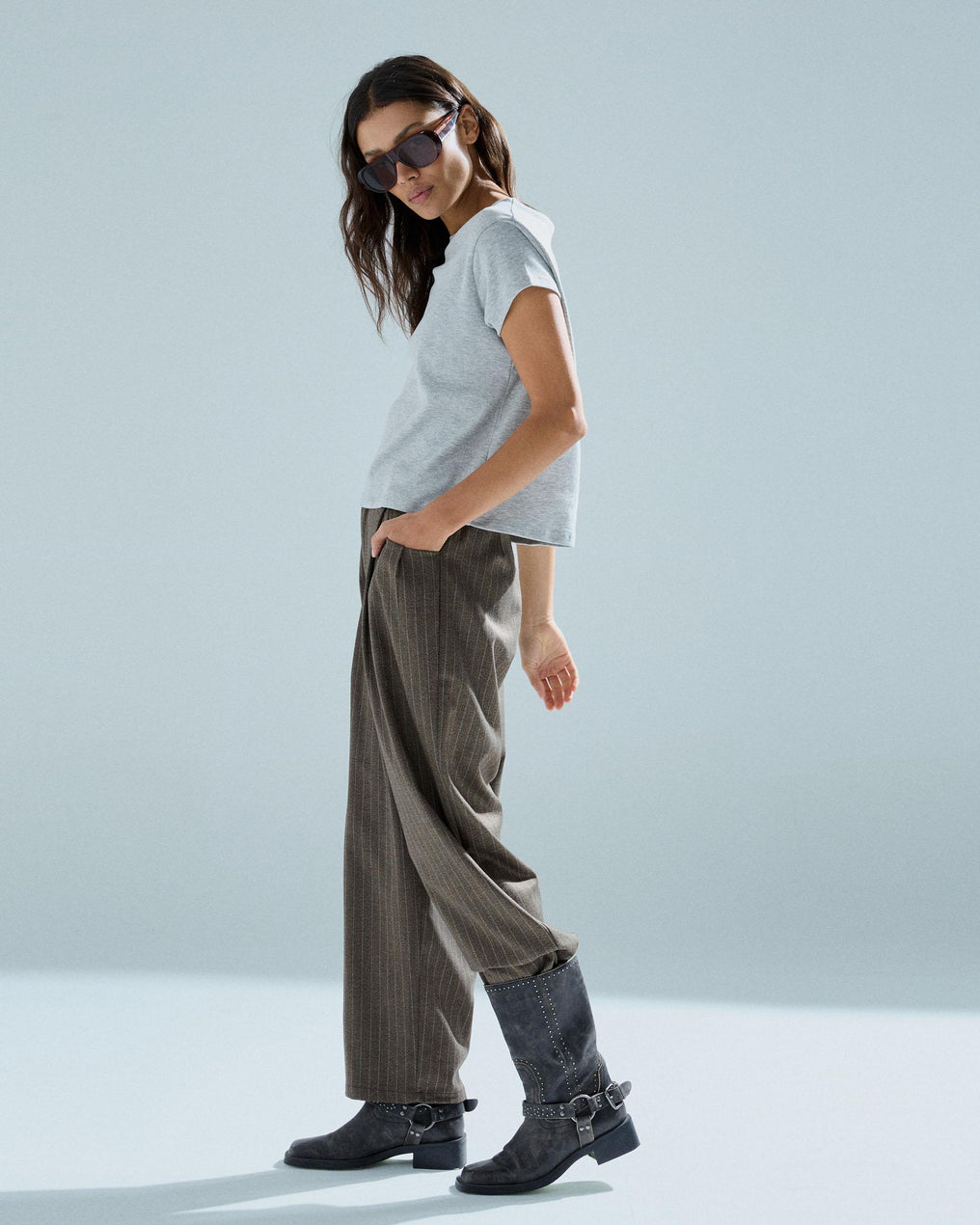 Pantalón Pinza Bolsillos Marrón