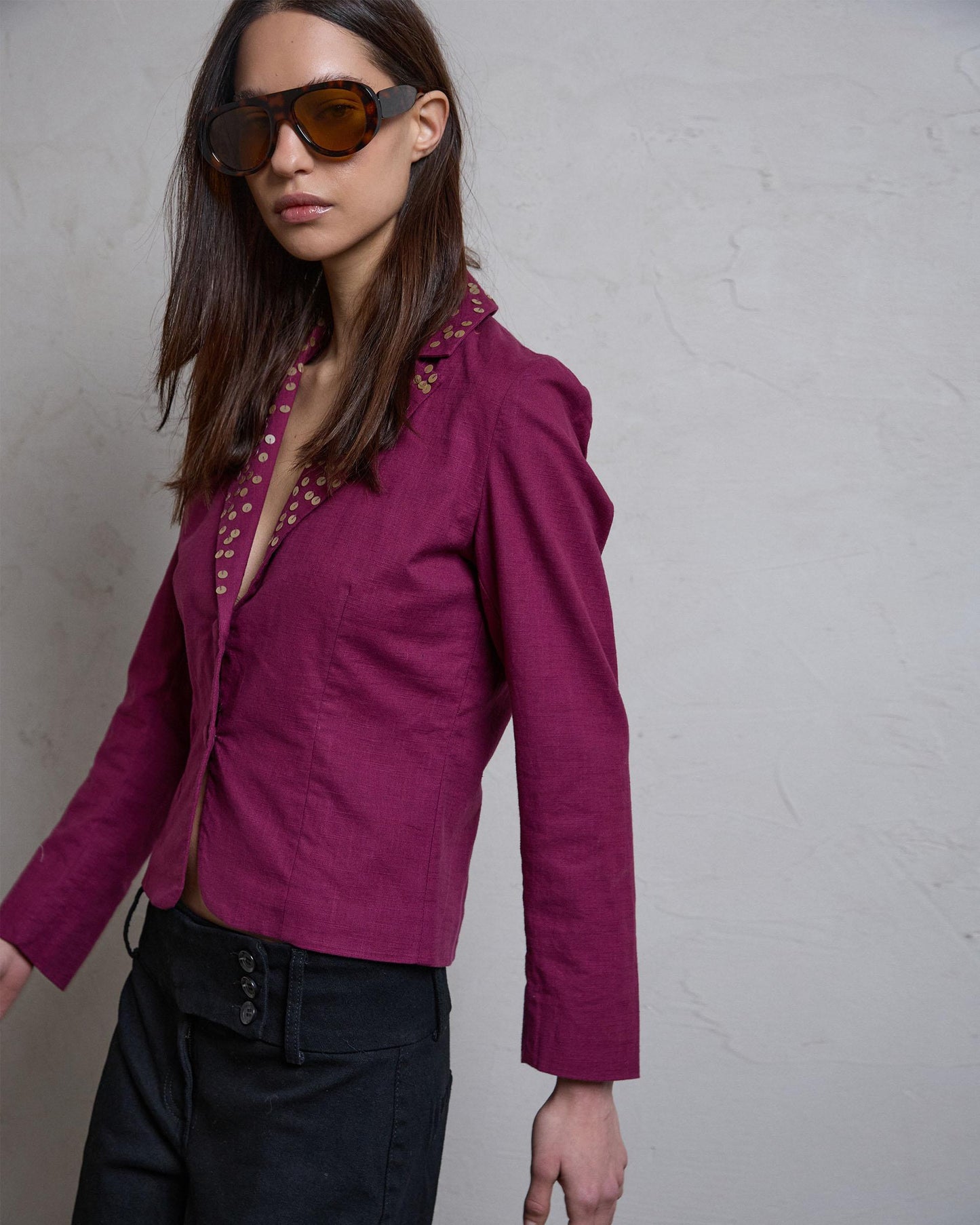 Blazer Lentejuelas Rosa Oscuro