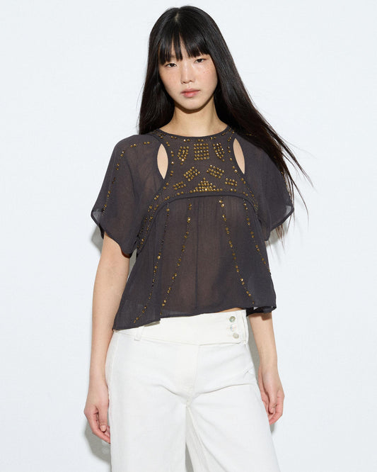 Anthracite Sequin Opening Top