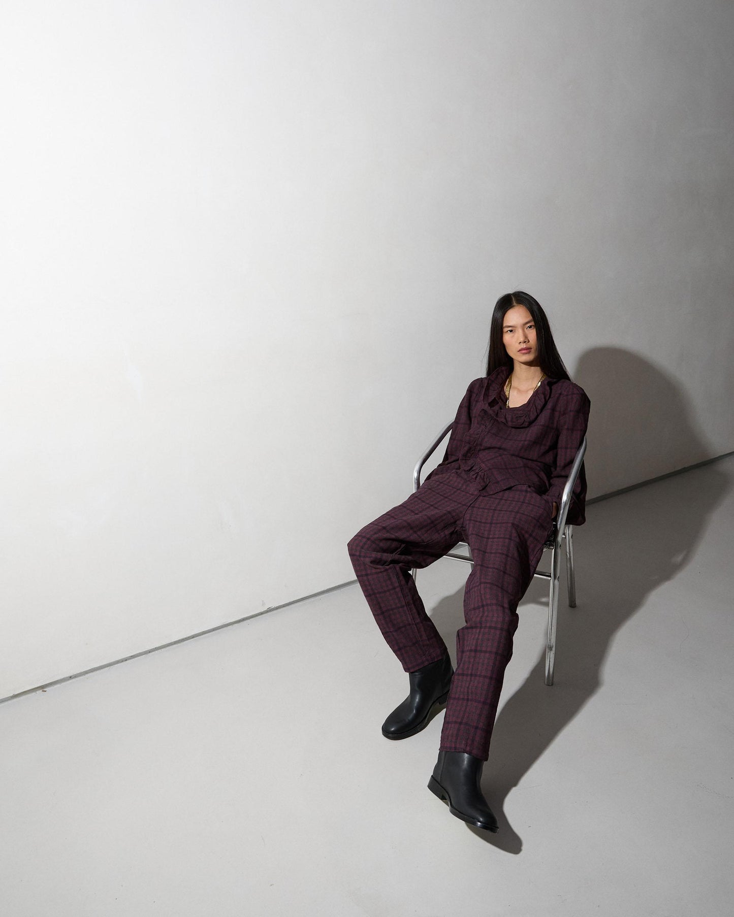 Purple Balloon Plaid Pants