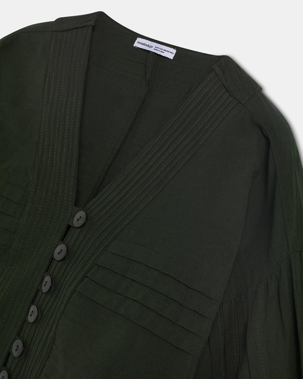 Dark Green Pleated Blouse