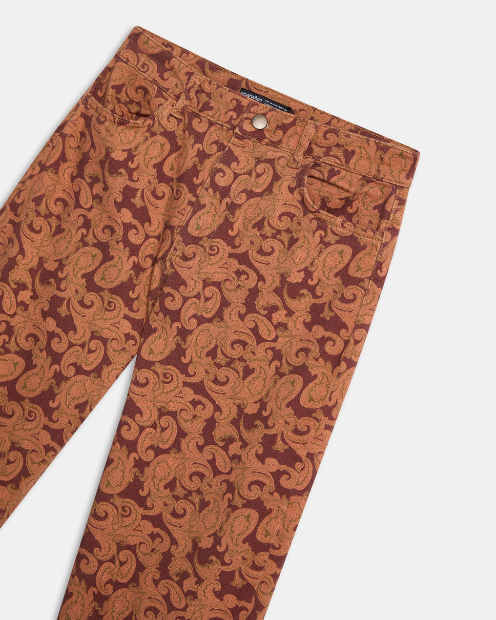 Orange Paisley Print Jeans