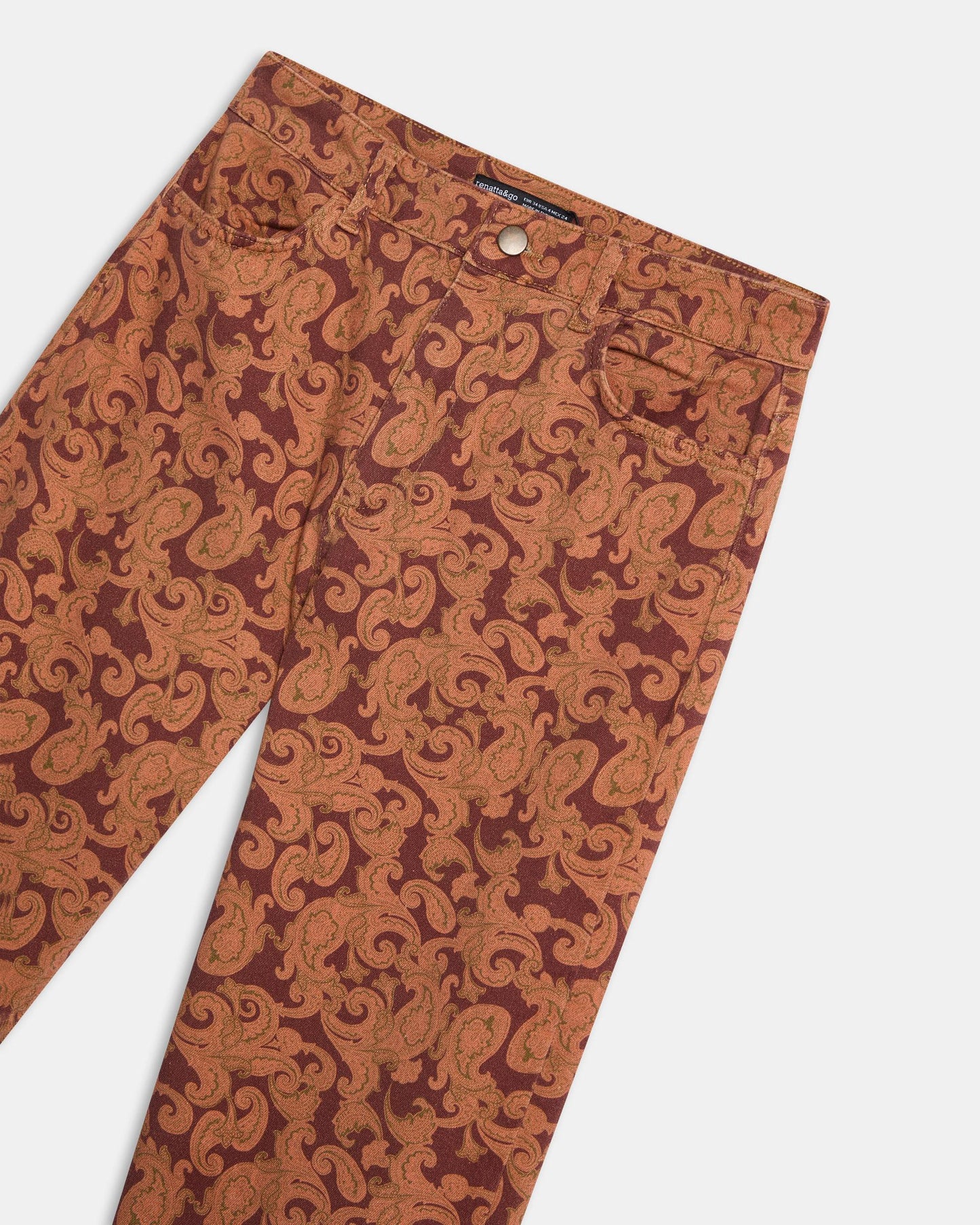Orange Paisley Print Jeans