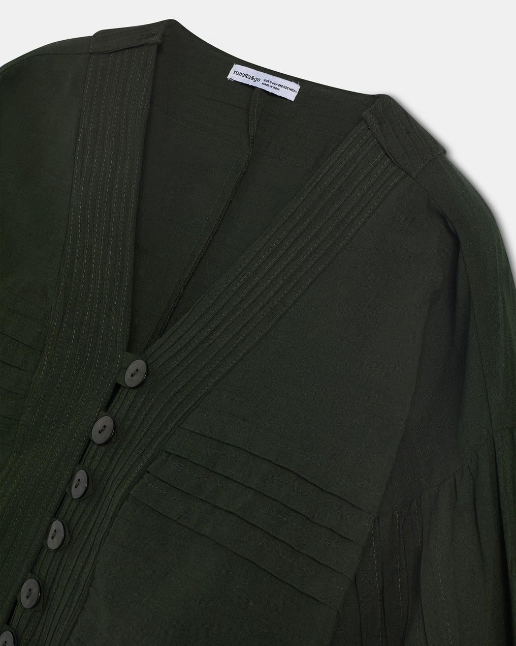 Blusa Pliegues Verde Oscuro