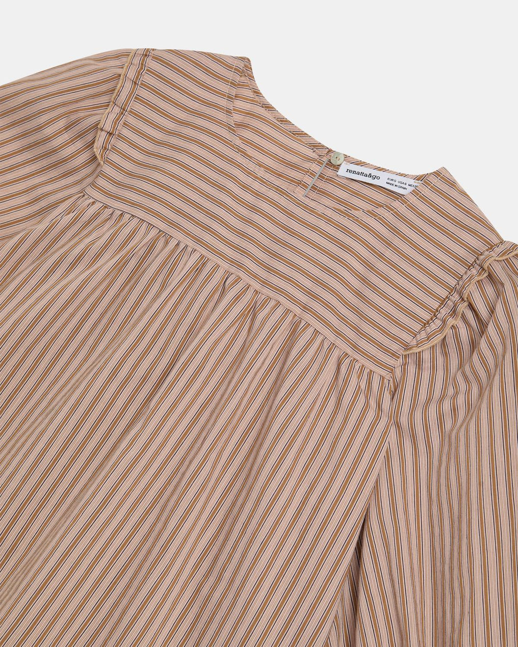 Blouse Rose à Rayures et Empiècement