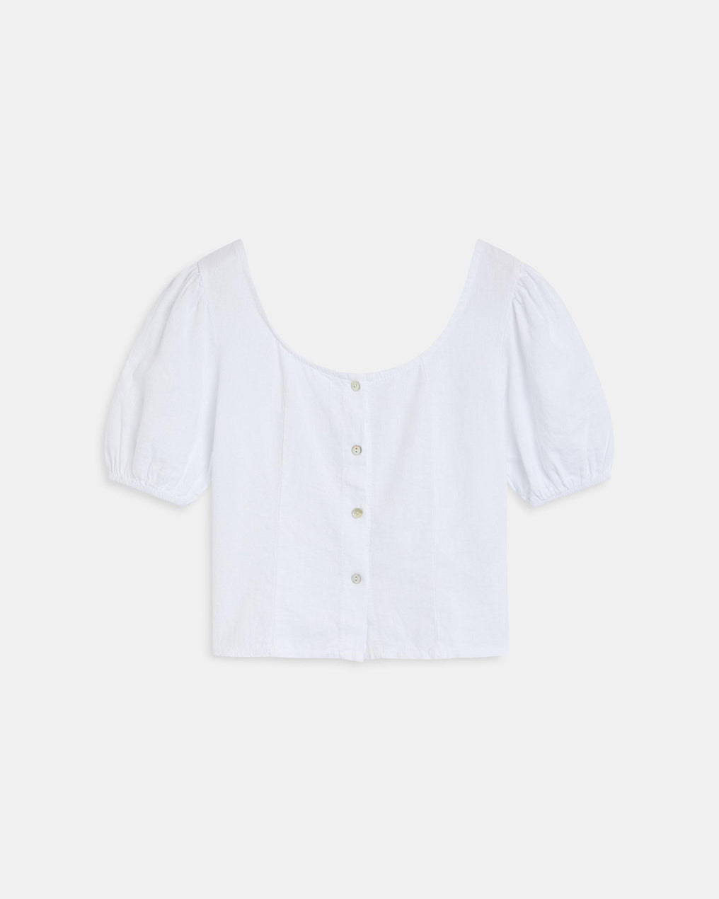 Top Manga Corta Botones Con Lino Blanco