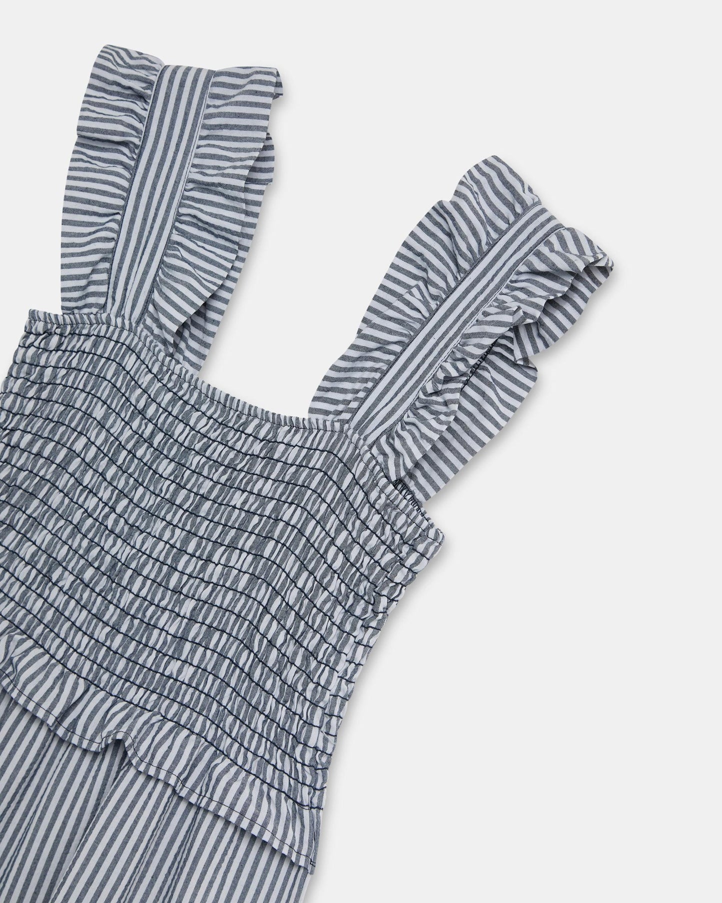 Vestido Gomas Volantes Azul