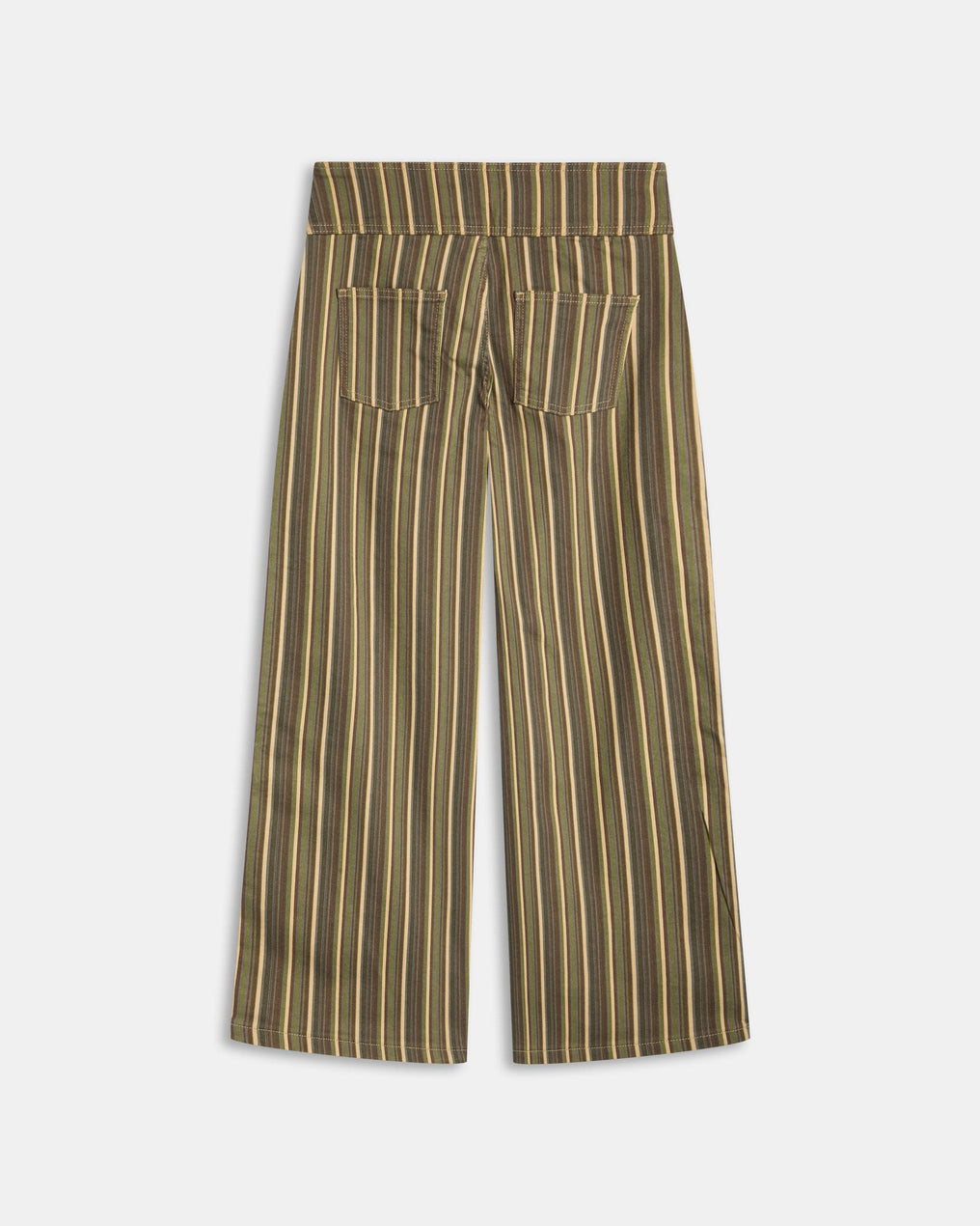 Triple Waistband Pocket Striped Green Jeans