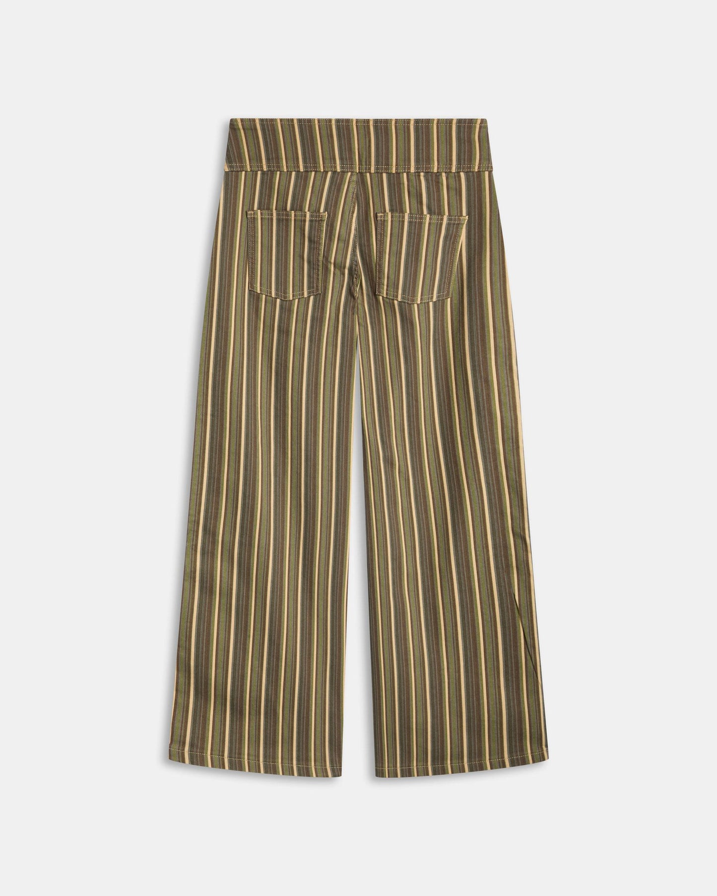 Triple Waistband Pocket Striped Green Jeans
