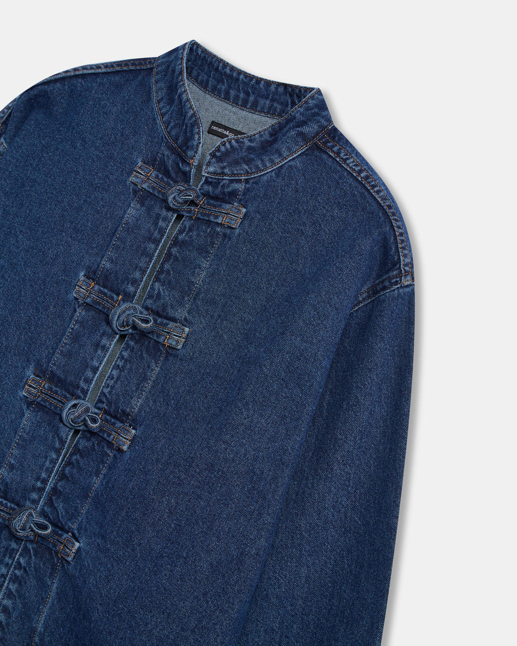 Blouson en Denim Bleu à Brandebourgs