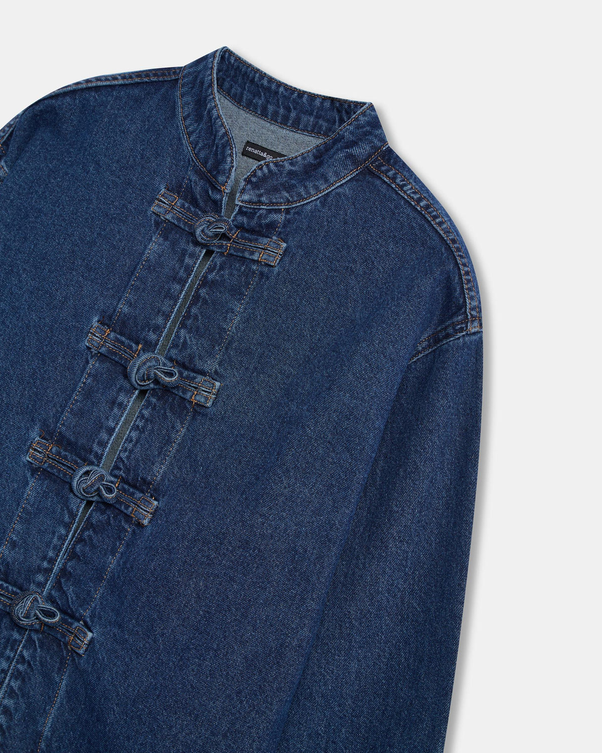 Blouson en Denim Bleu à Brandebourgs