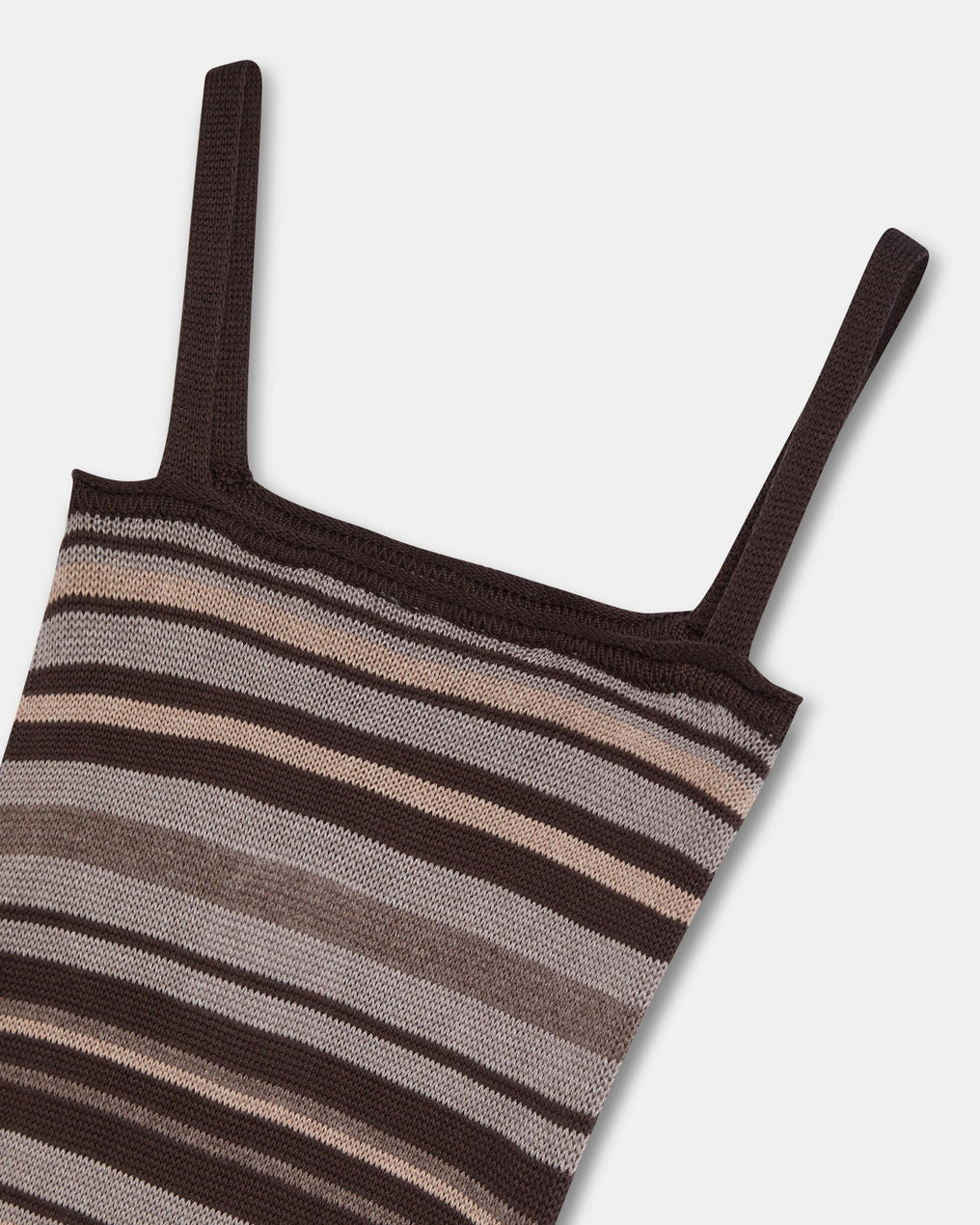 Robe Maille Rayures Marron