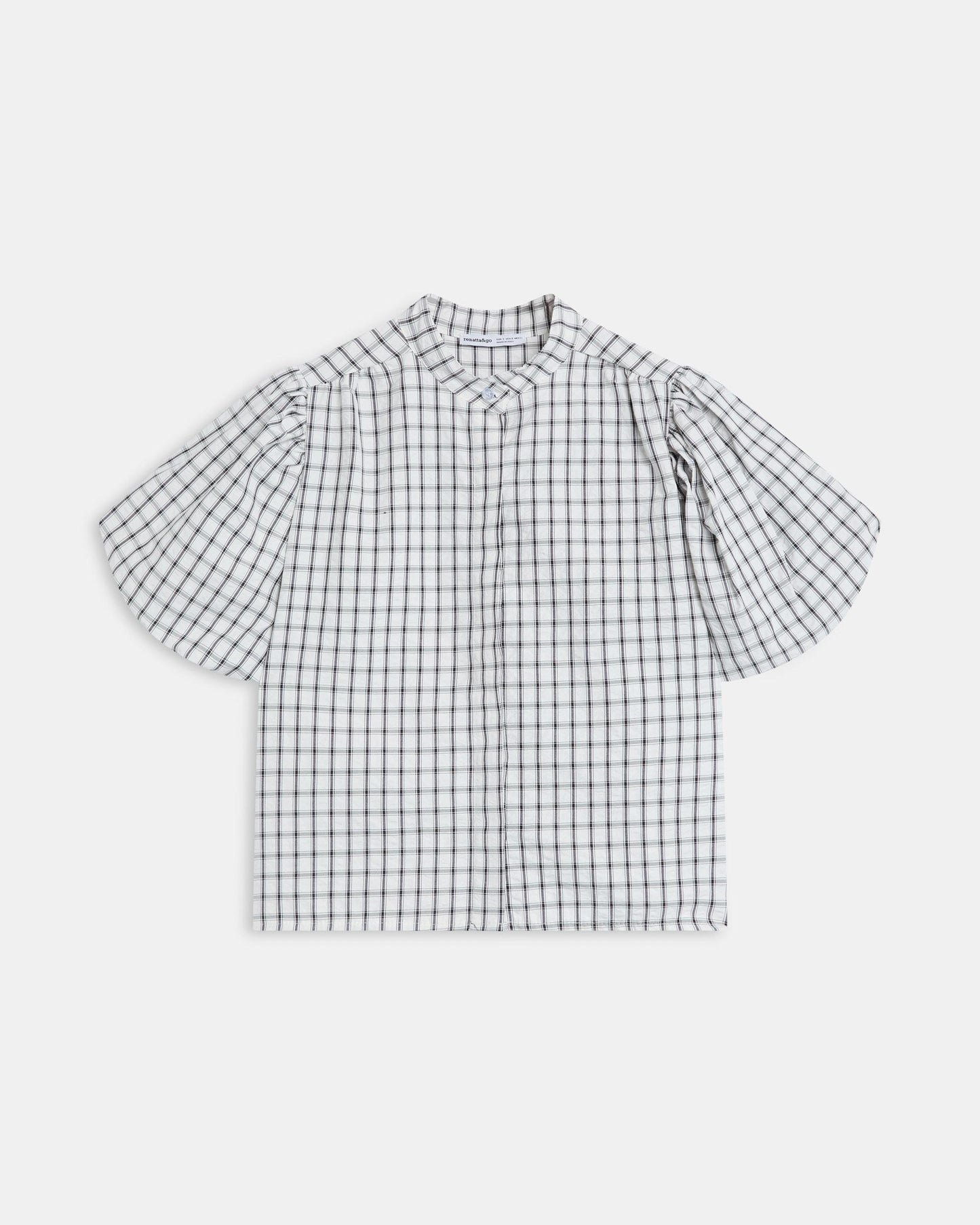 Puff Sleeve Gingham Blouse White